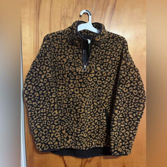 Leopard Print Fleece Pullover - Picture 1 of 3